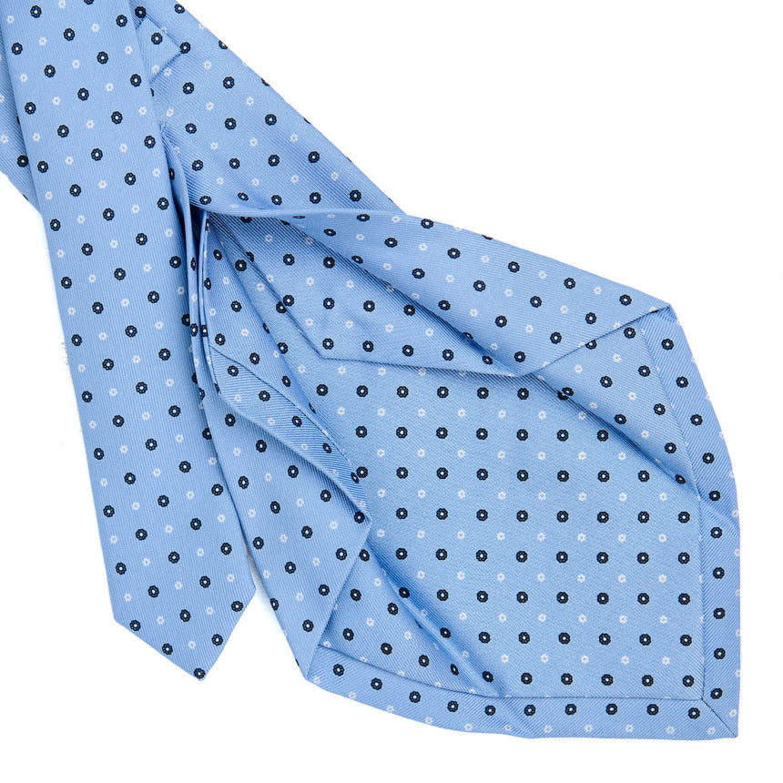 LIGHT BLUE 5 FOLD SARTORIAL PRINTED SILK TIE