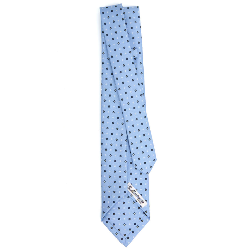 LIGHT BLUE 5 FOLD SARTORIAL PRINTED SILK TIE