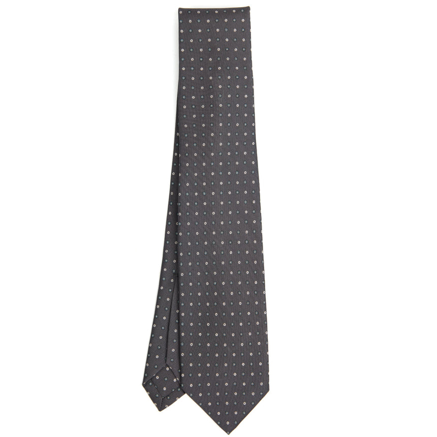 DARK GREY 5 FOLD SARTORIAL PRINTED SILK TIE