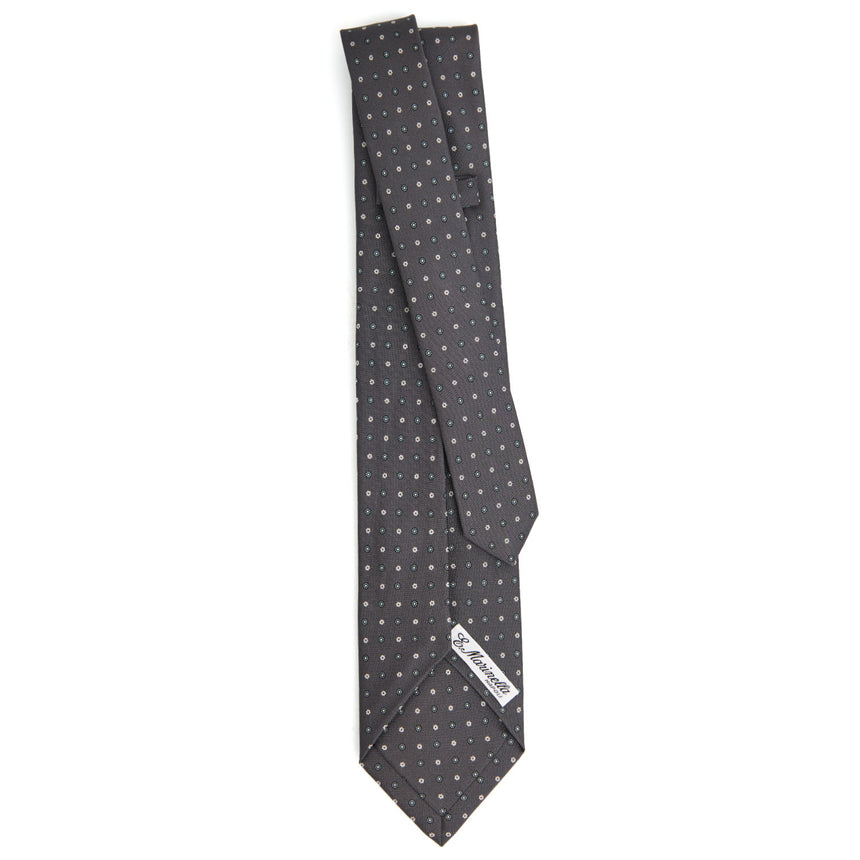 DARK GREY 5 FOLD SARTORIAL PRINTED SILK TIE