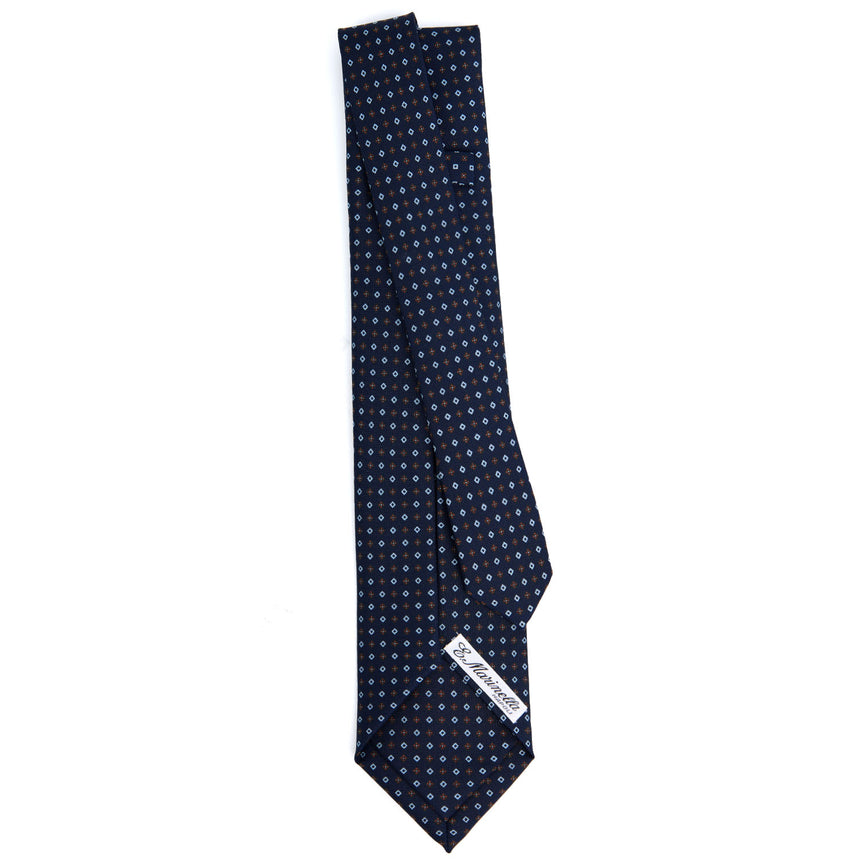 DARK BLUE 5 FOLD SARTORIAL PRINTED SILK TIE