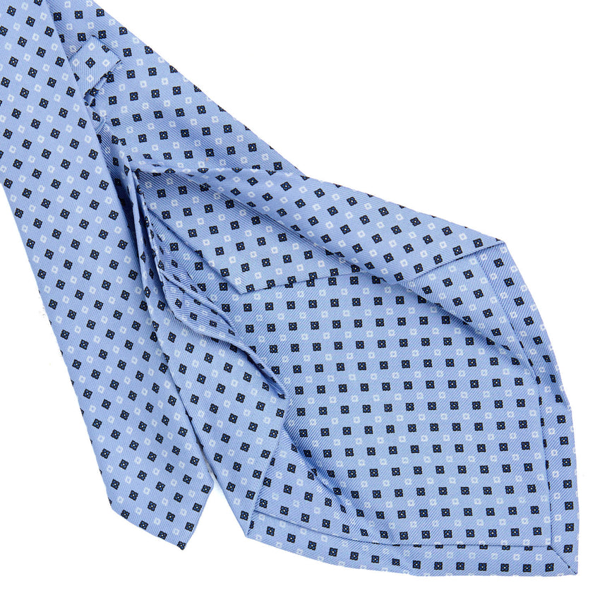 LIGHT BLUE 5 FOLD SARTORIAL PRINTED SILK TIE