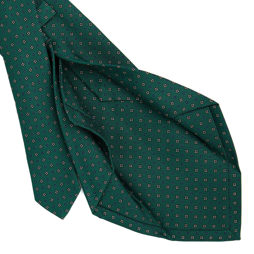 DARK GREEN 5 FOLD SARTORIAL PRINTED SILK TIE