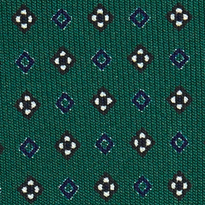 DARK GREEN 5 FOLD SARTORIAL PRINTED SILK TIE