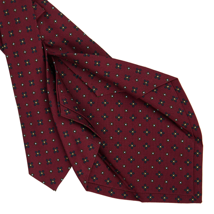 CRAVATTA SARTORIALE 5 PIEGHE IN SETA STAMPATA BORDEAUX