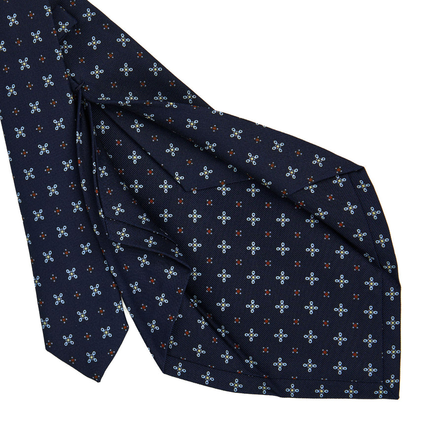 DARK BLUE 5 FOLD SARTORIAL PRINTED SILK TIE