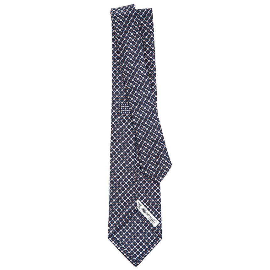 CRAVATTA SARTORIALE IN SETA STAMPATA BLU SCURO