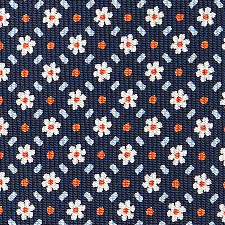 CRAVATTA SARTORIALE IN SETA STAMPATA BLU SCURO