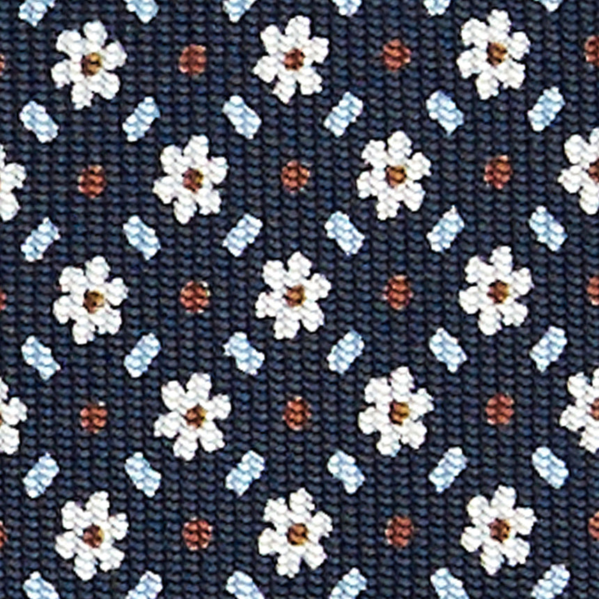 DARK BLUE SARTORIAL PRINTED SILK TIE