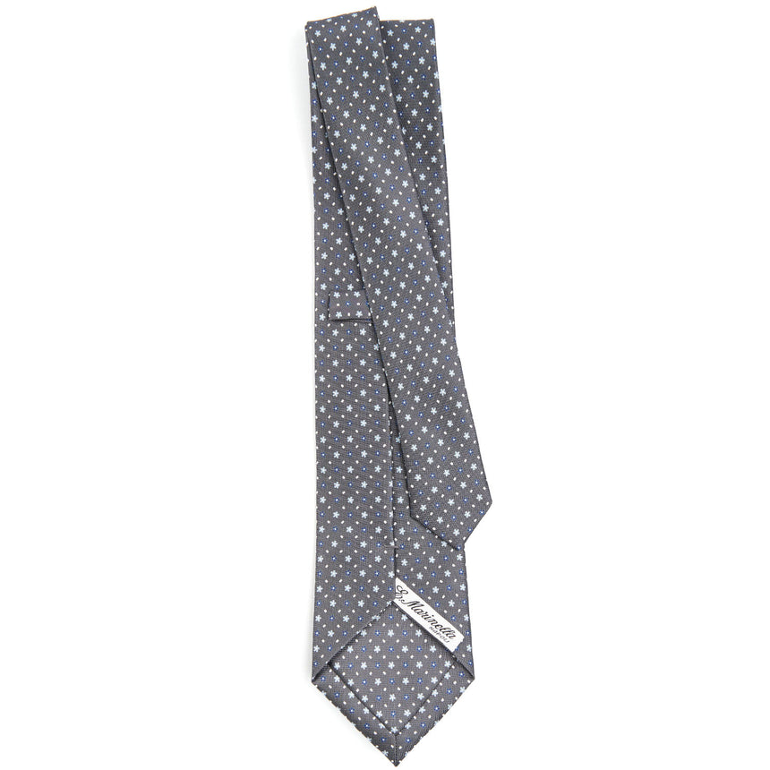 CRAVATTA SARTORIALE IN SETA STAMPATA GRIGIO SCURO