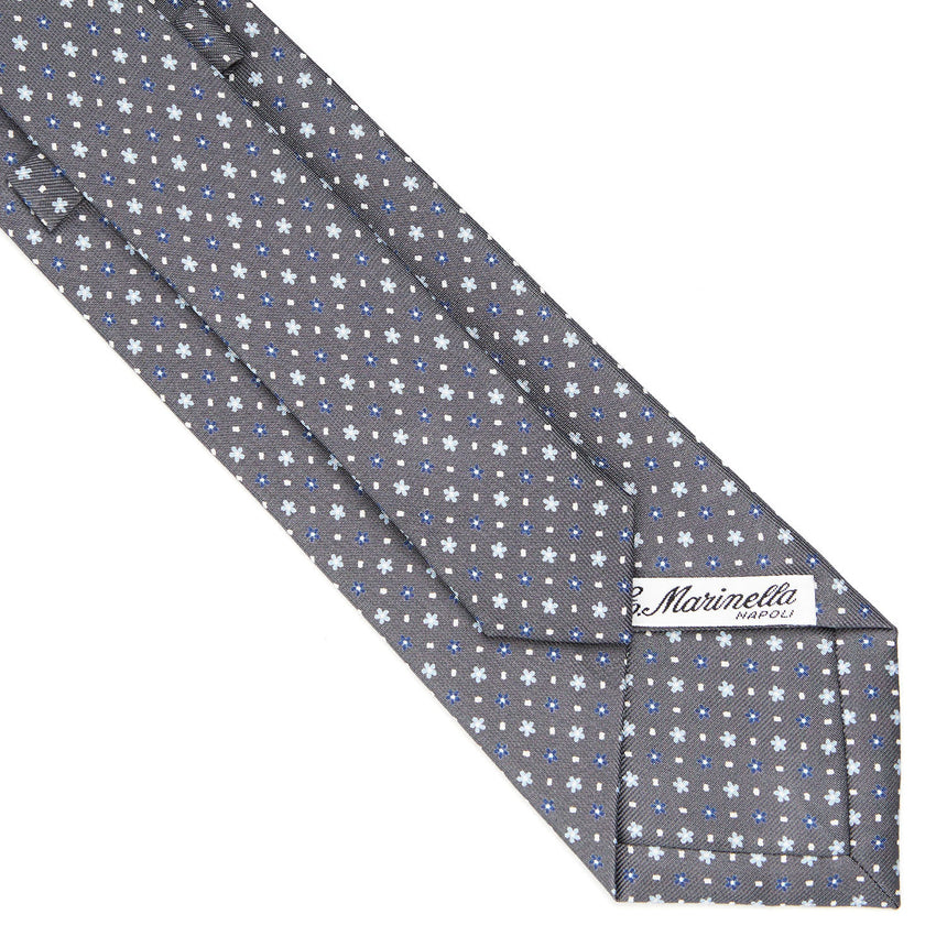 CRAVATTA SARTORIALE IN SETA STAMPATA GRIGIO SCURO
