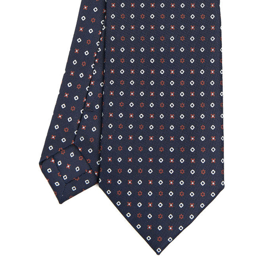 DARK BLUE SARTORIAL PRINTED SILK TIE