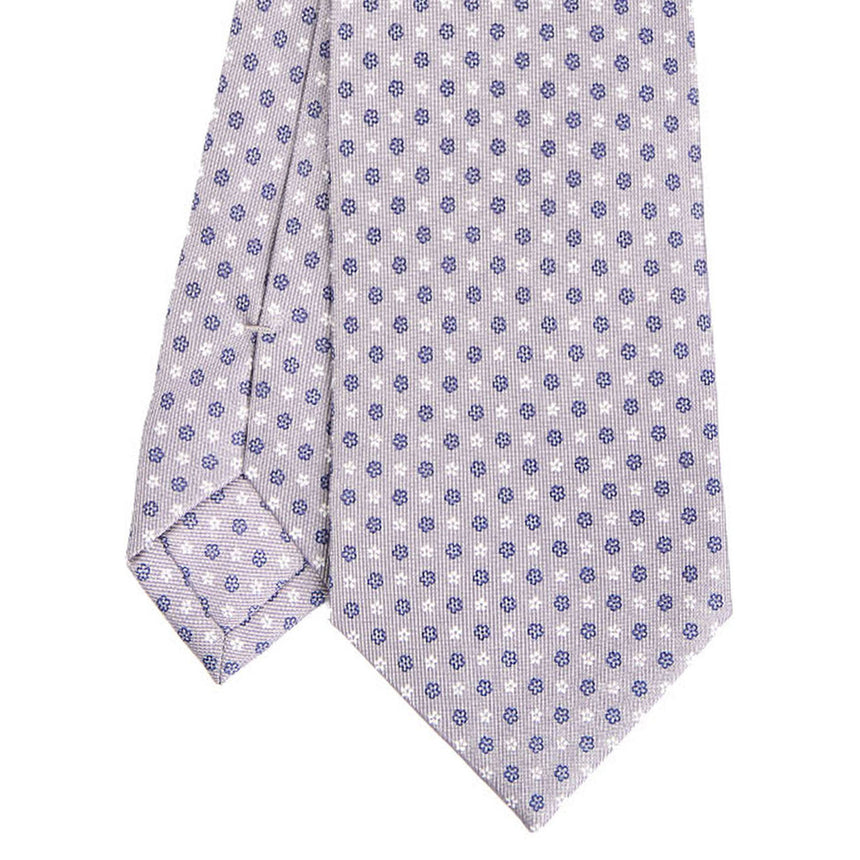 CRAVATTA SARTORIALE IN SETA STAMPATA GRIGIO CHIARO