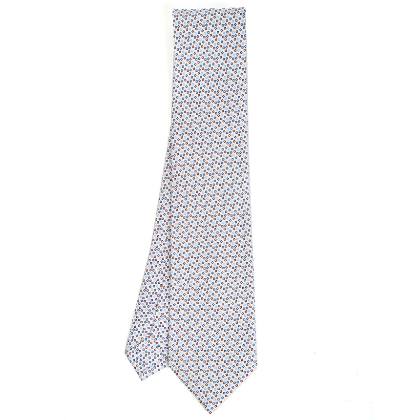 WHITE SARTORIAL PRINTED SILK TIE