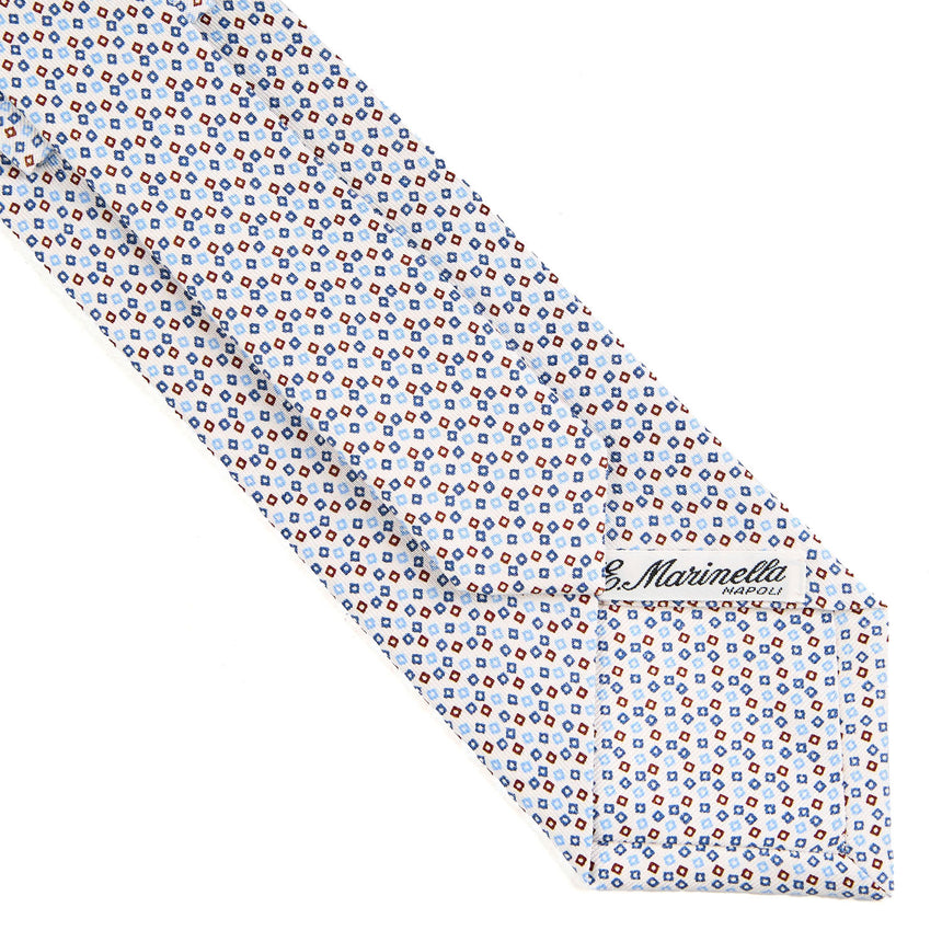 WHITE SARTORIAL PRINTED SILK TIE