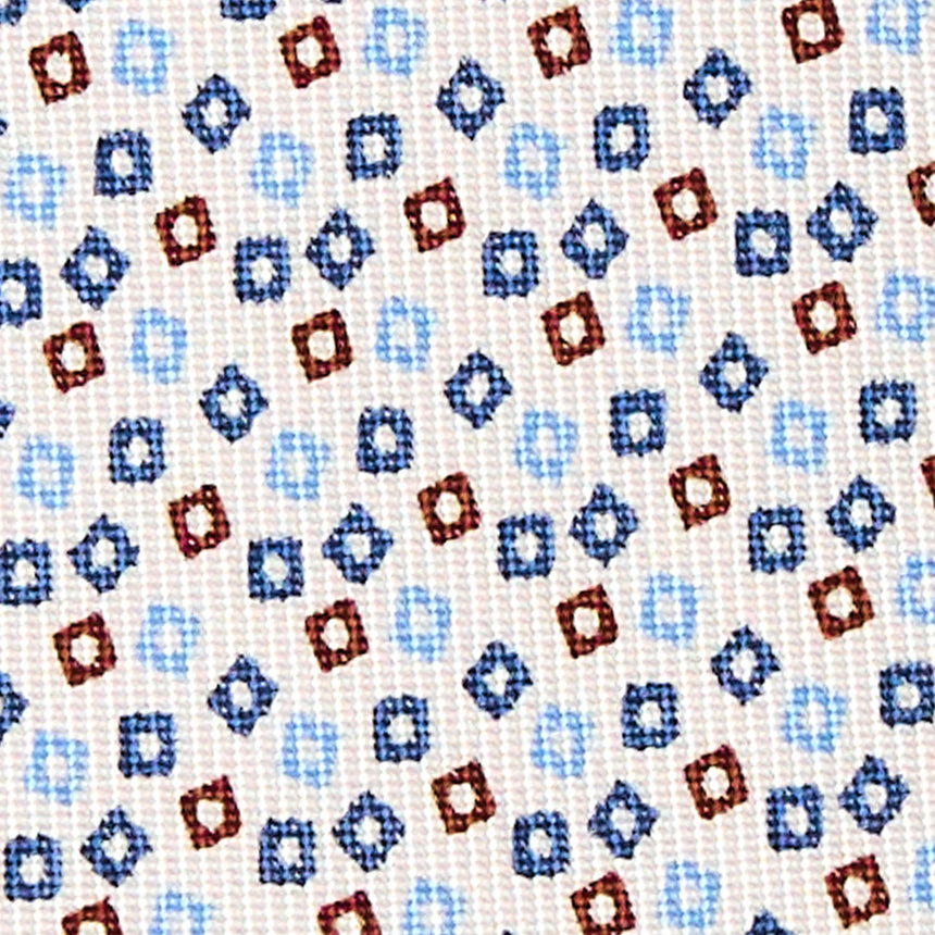WHITE SARTORIAL PRINTED SILK TIE