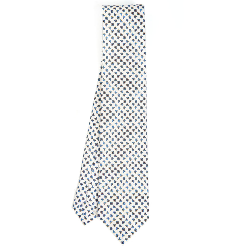 WHITE SARTORIAL PRINTED SILK TIE