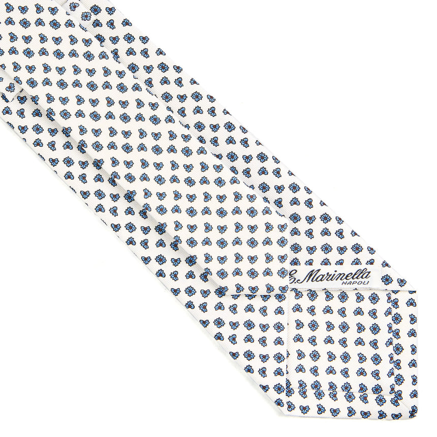 WHITE SARTORIAL PRINTED SILK TIE