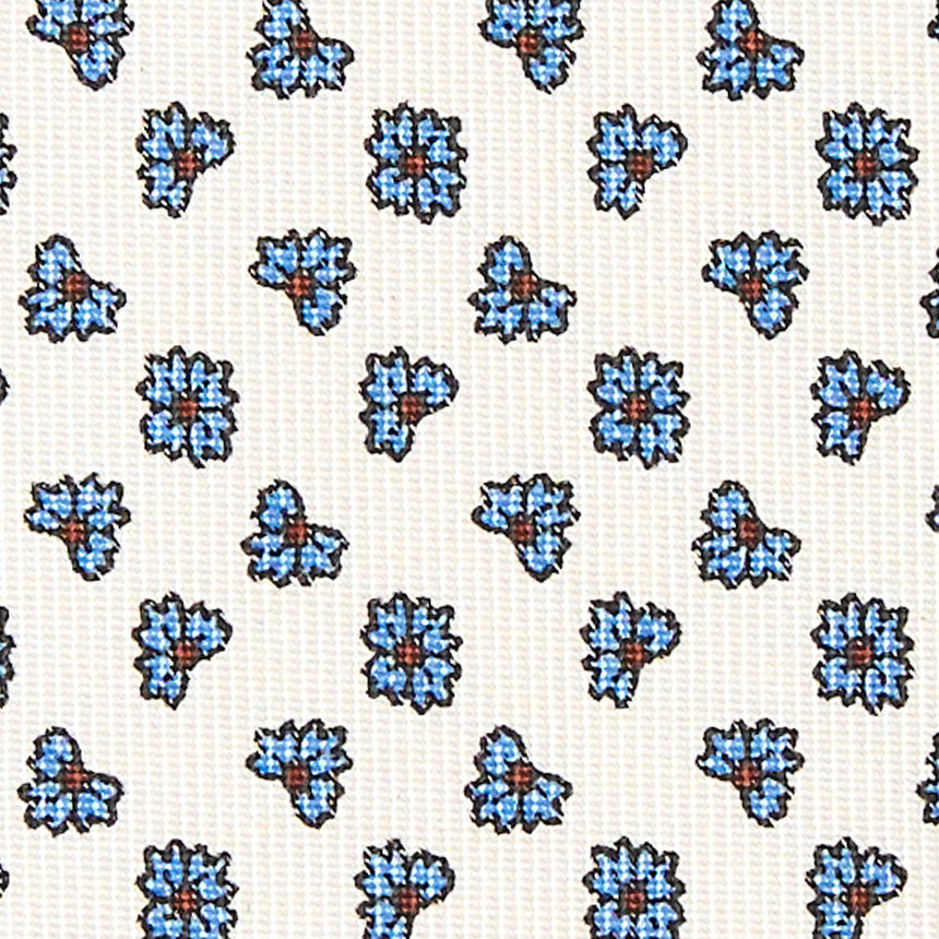 WHITE SARTORIAL PRINTED SILK TIE