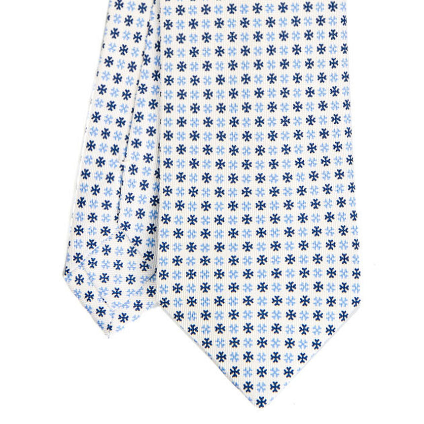 WHITE SARTORIAL PRINTED SILK TIE