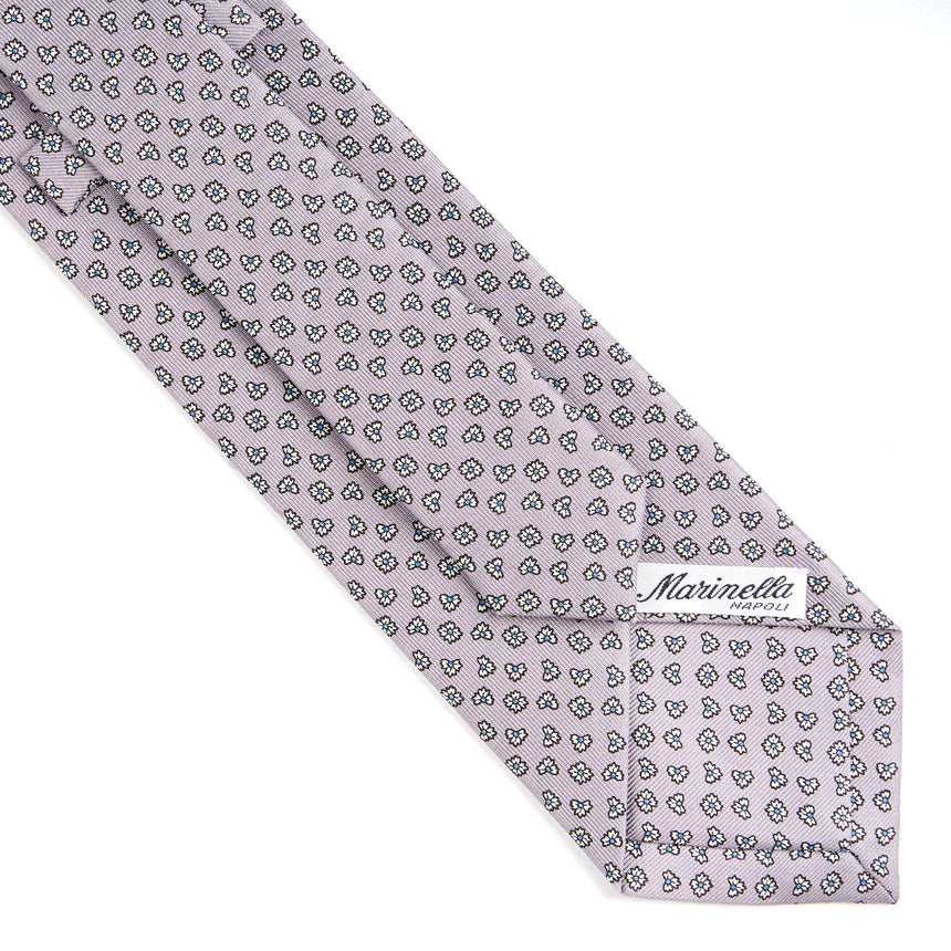 LIGHT GREY SARTORIAL PRINTED SILK TIE