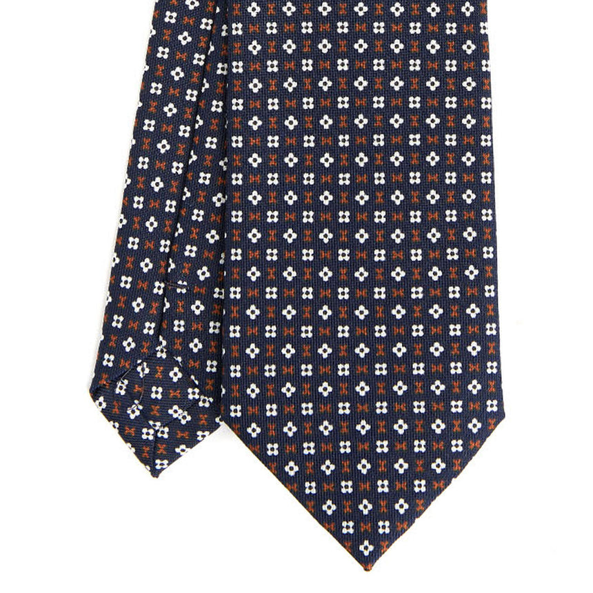 DARK BLUE SARTORIAL PRINTED SILK TIE