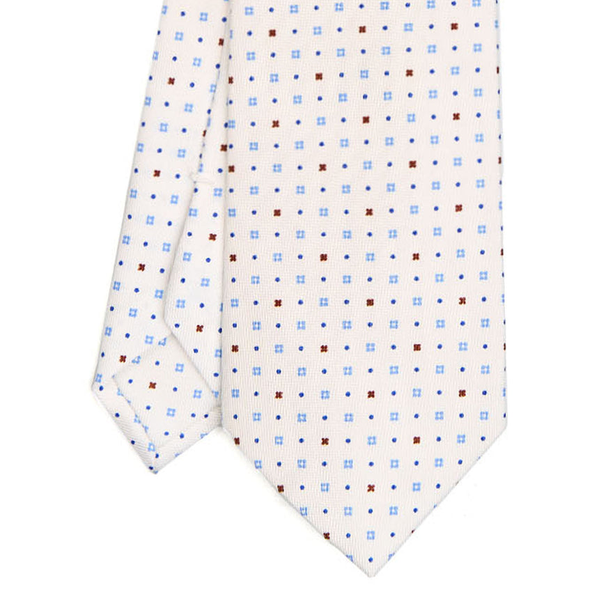 WHITE SARTORIAL PRINTED SILK TIE