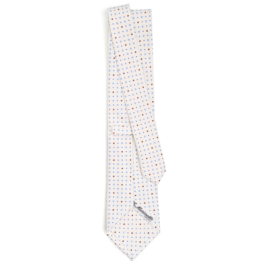 WHITE SARTORIAL PRINTED SILK TIE