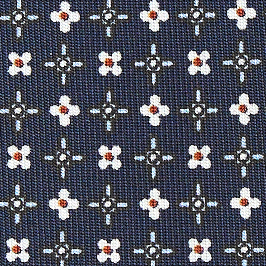 CRAVATTA SARTORIALE IN SETA STAMPATA BLU SCURO