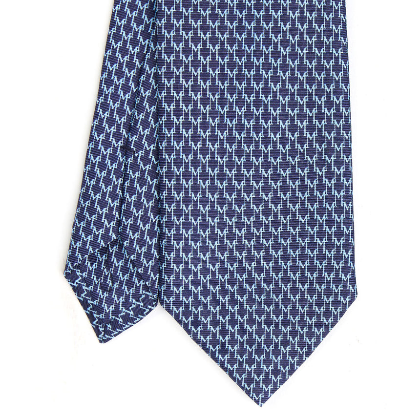 DARK BLUE SARTORIAL PRINTED SILK TIE