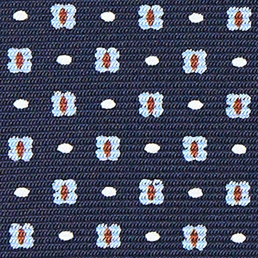 CRAVATTA SARTORIALE IN SETA STAMPATA BLU SCURO