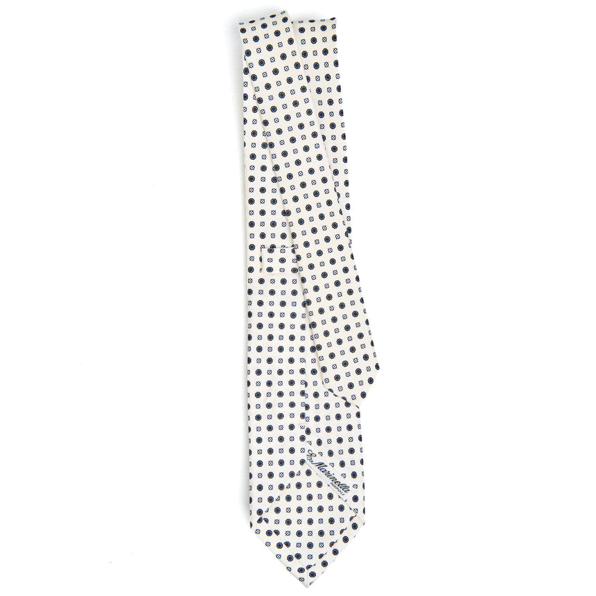 WHITE SARTORIAL PRINTED SILK TIE