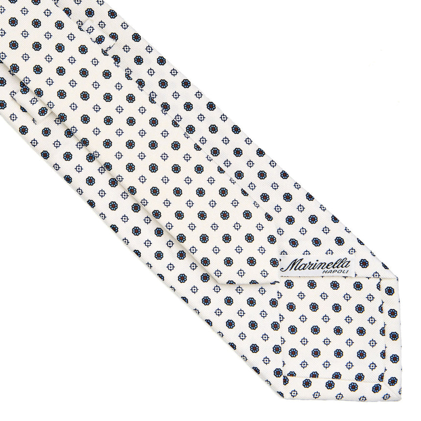 WHITE SARTORIAL PRINTED SILK TIE