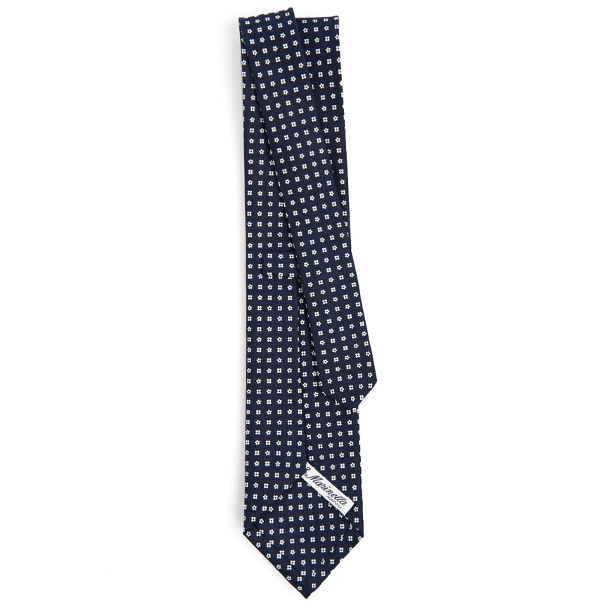 CRAVATTA SARTORIALE IN SETA STAMPATA BLU SCURO