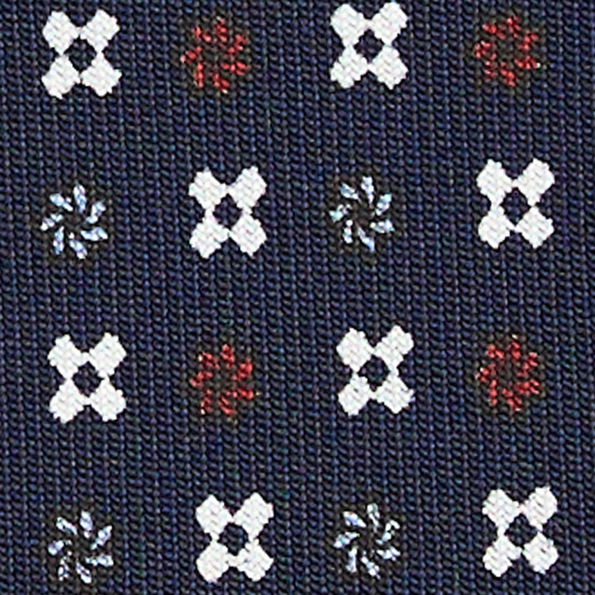 CRAVATTA SARTORIALE IN SETA STAMPATA BLU SCURO