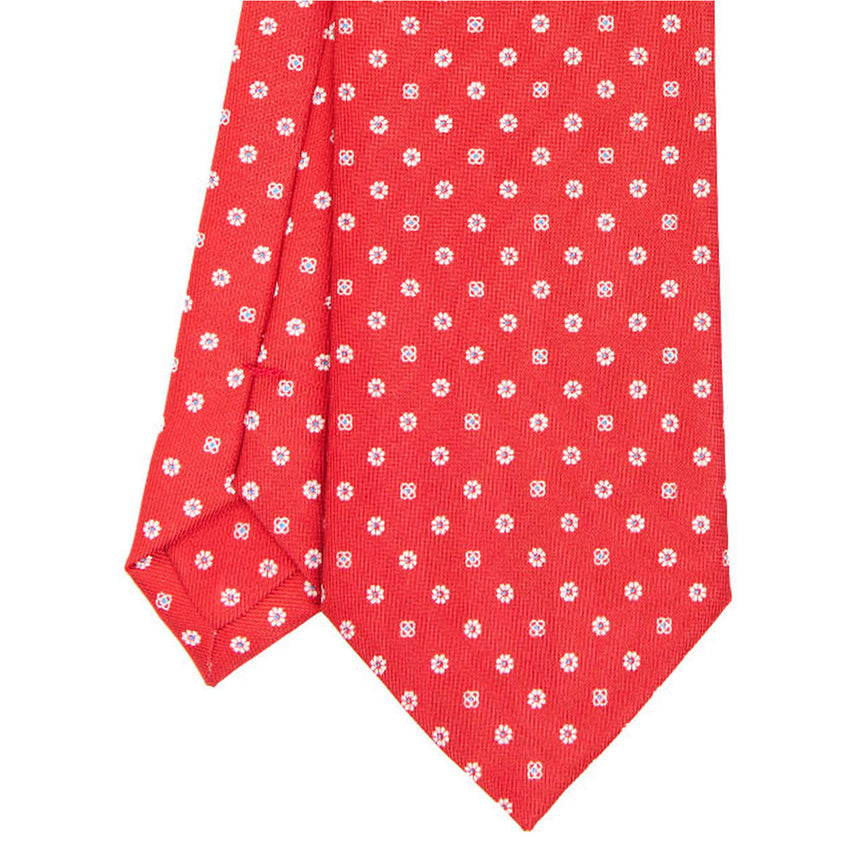 CRAVATTA SARTORIALE IN SETA STAMPATA ROSSA