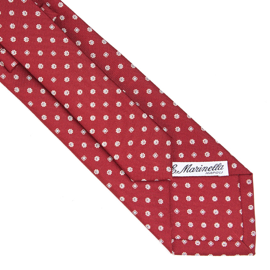 CRAVATTA SARTORIALE IN SETA STAMPATA BORDEAUX