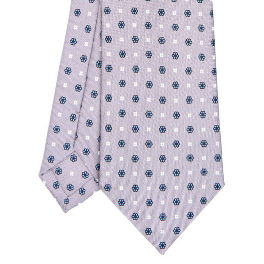 CRAVATTA SARTORIALE IN SETA STAMPATA GRIGIO CHIARO