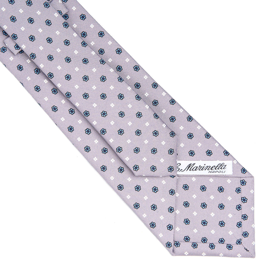 CRAVATTA SARTORIALE IN SETA STAMPATA GRIGIO CHIARO