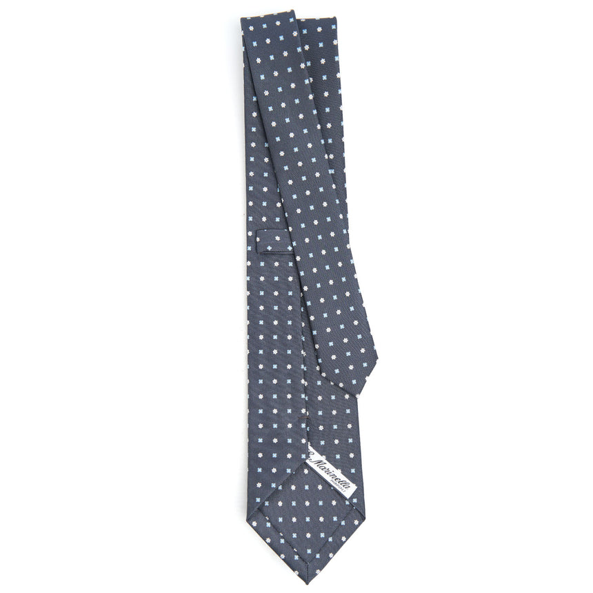 CRAVATTA SARTORIALE IN SETA STAMPATA GRIGIO SCURO