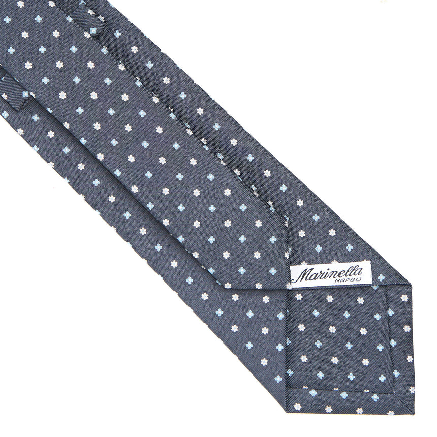 CRAVATTA SARTORIALE IN SETA STAMPATA GRIGIO SCURO