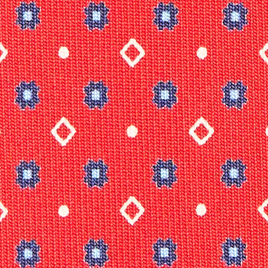 RED SARTORIAL PRINTED SILK TIE