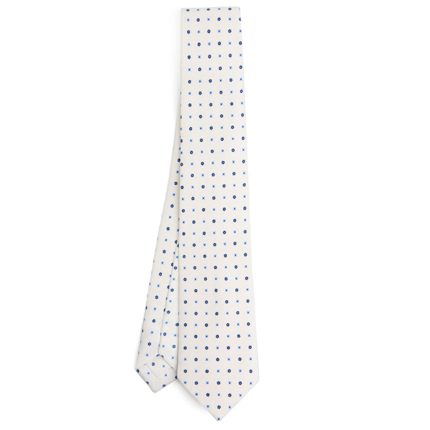 WHITE SARTORIAL 7 CM PRINTED SILK TIE