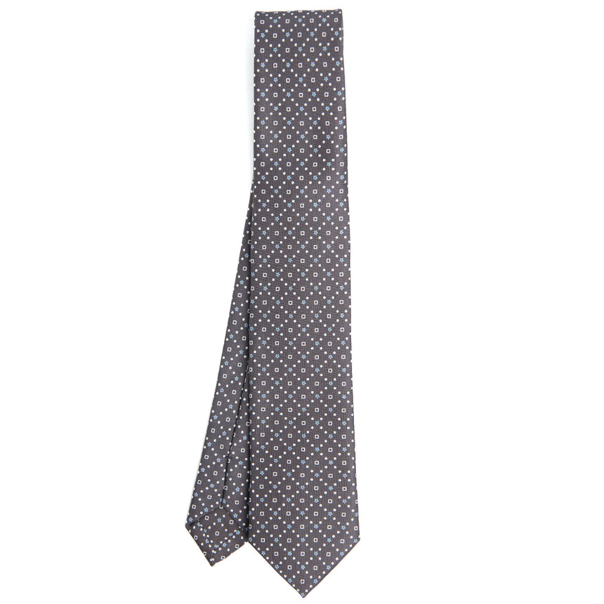 DARK GREY SARTORIAL 7 CM PRINTED SILK TIE