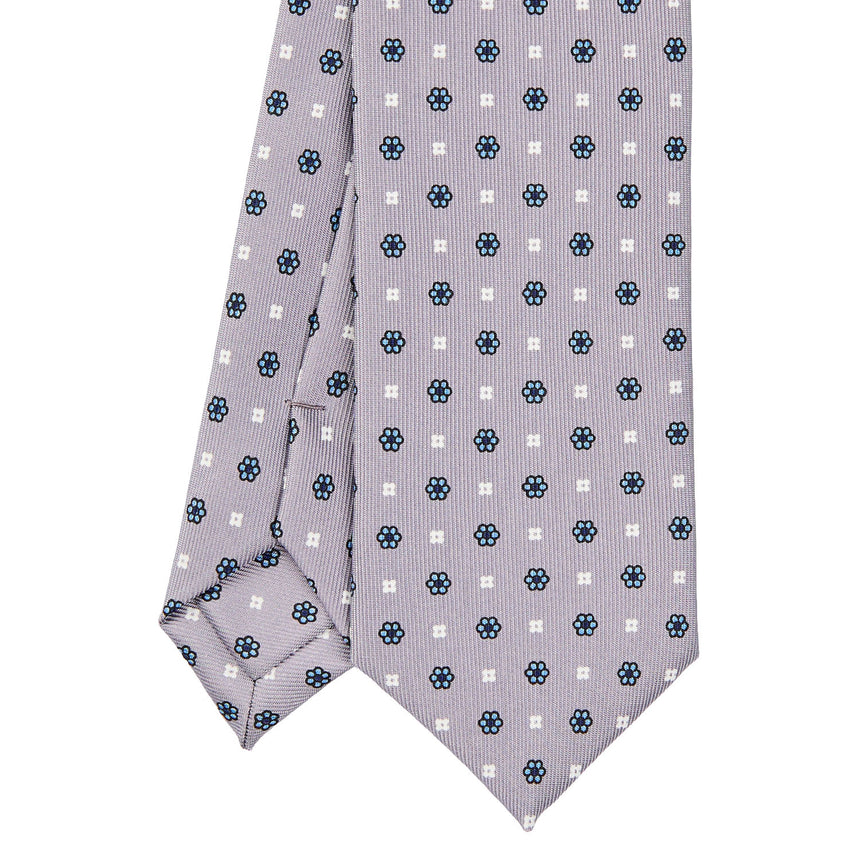 CRAVATTA SARTORIALE 7 CM IN SETA STAMPATA GRIGIO CHIARO