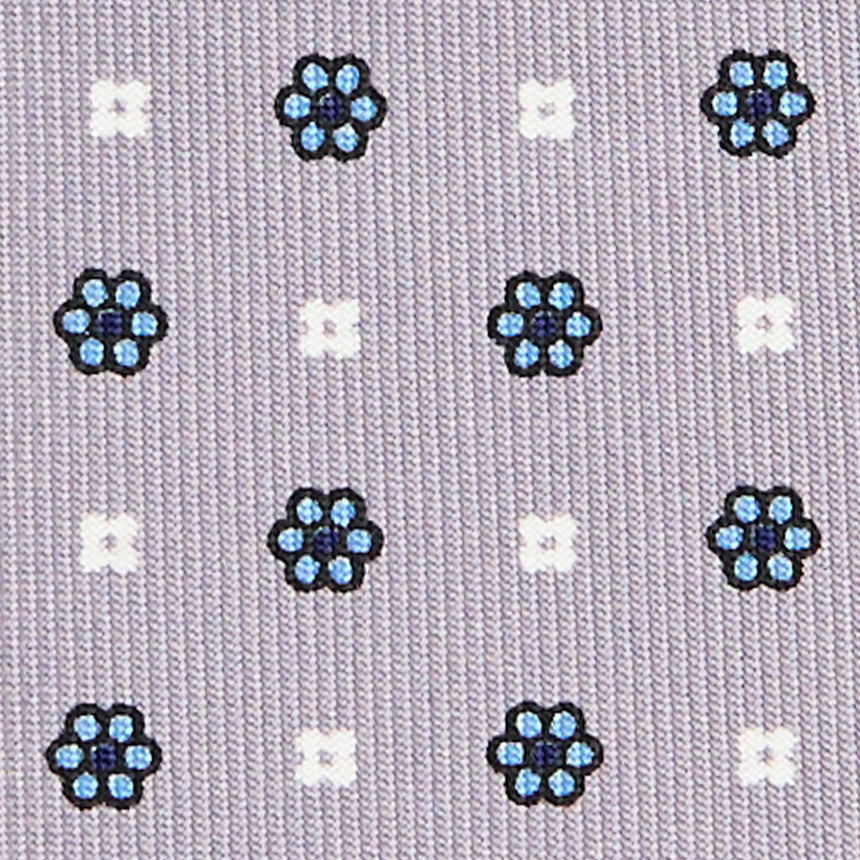 CRAVATTA SARTORIALE 7 CM IN SETA STAMPATA GRIGIO CHIARO