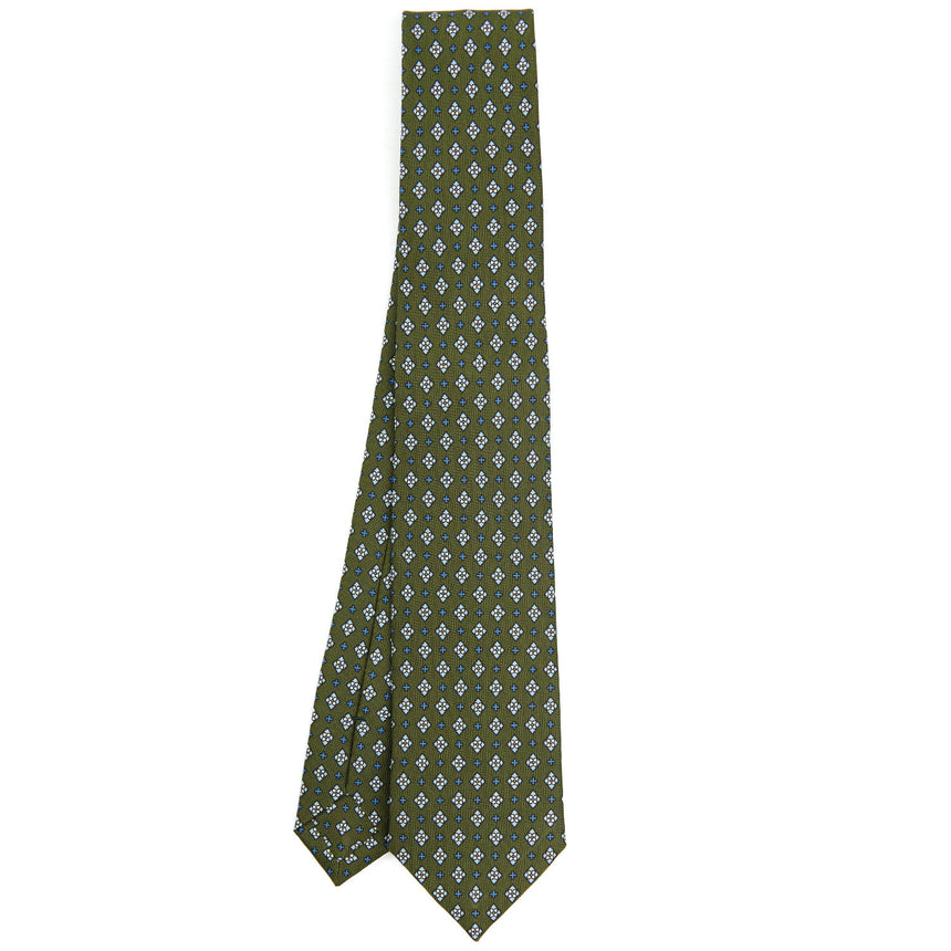 CRAVATTA SARTORIALE 7 CM IN SETA STAMPATA VERDE OLIVA