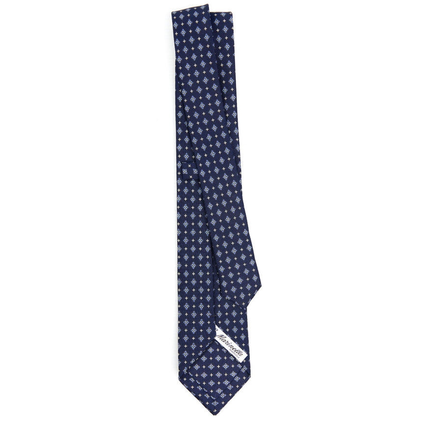 DARK BLUE SARTORIAL 7 CM PRINTED SILK TIE