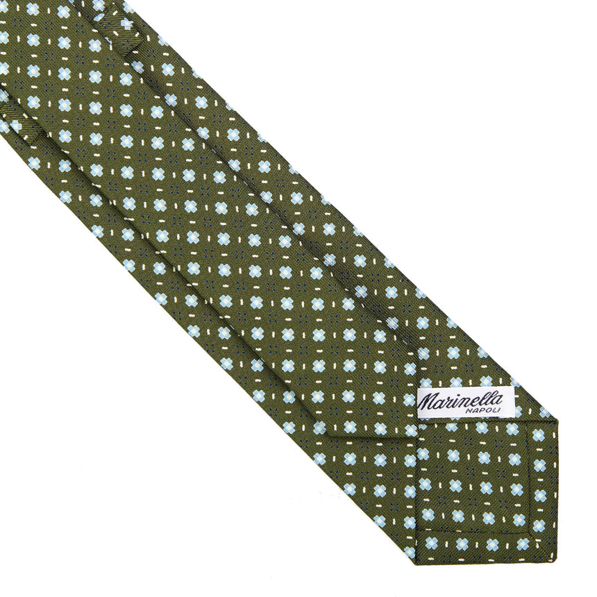 OLIVE GREEN SARTORIAL 7 CM PRINTED SILK TIE