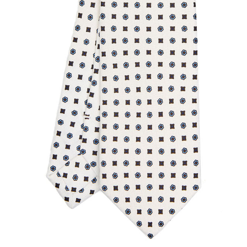 CRAVATTA SARTORIALE 7 CM IN SETA STAMPATA BIANCA